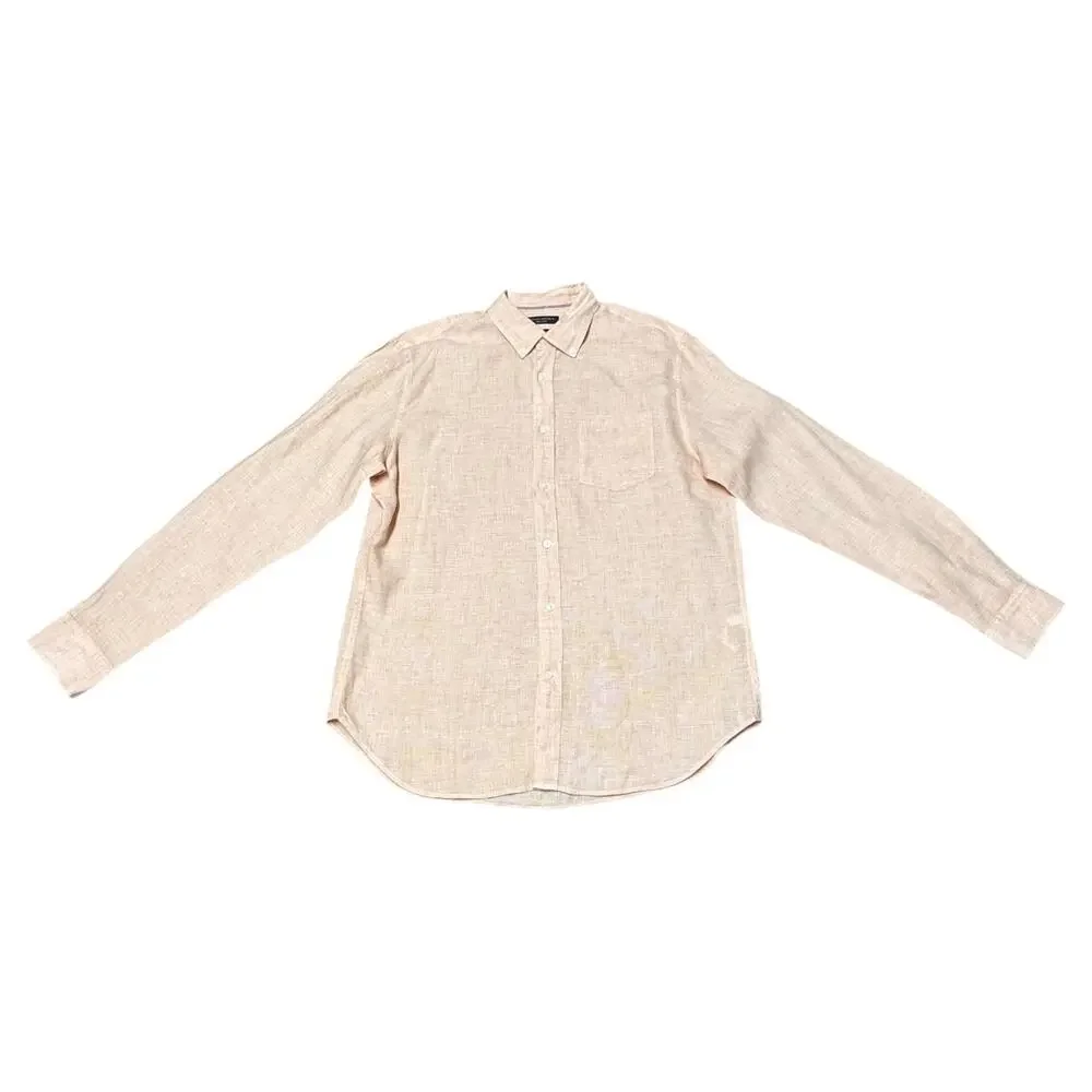 Banana Republic Camden Fit 100% Linen Shirt Orange Large